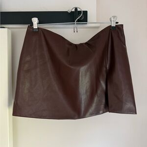 Brown Leather Mini Skirt NWOT